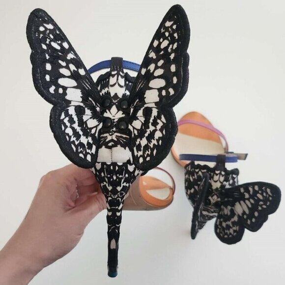 Sophia Webster Embroidery Sandal Chiara Butterfly High Heels‎ Shoes Pink 38.5 - Picture 6 of 16